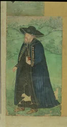 Ein Jesuitenpriester, beschriftet auf Persisch: 